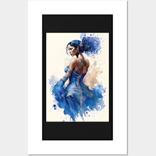 Flamenco Dancer - Watercolor Blue Posters and Art